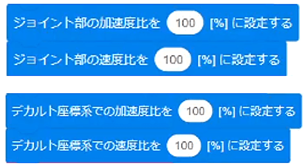 速度・加速度の設定画面